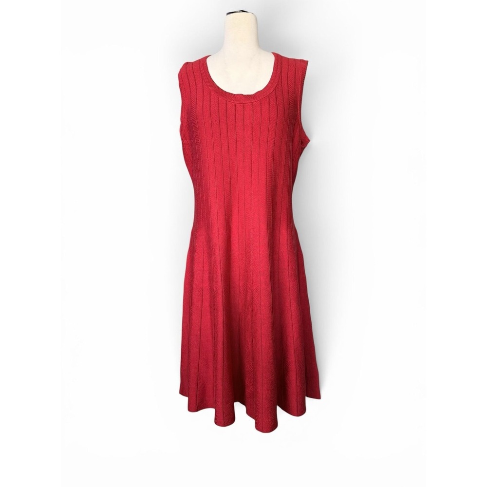 NIC+ZOE Monterey Red Sleeveless Ribbed Knit‎ Dress Size XL